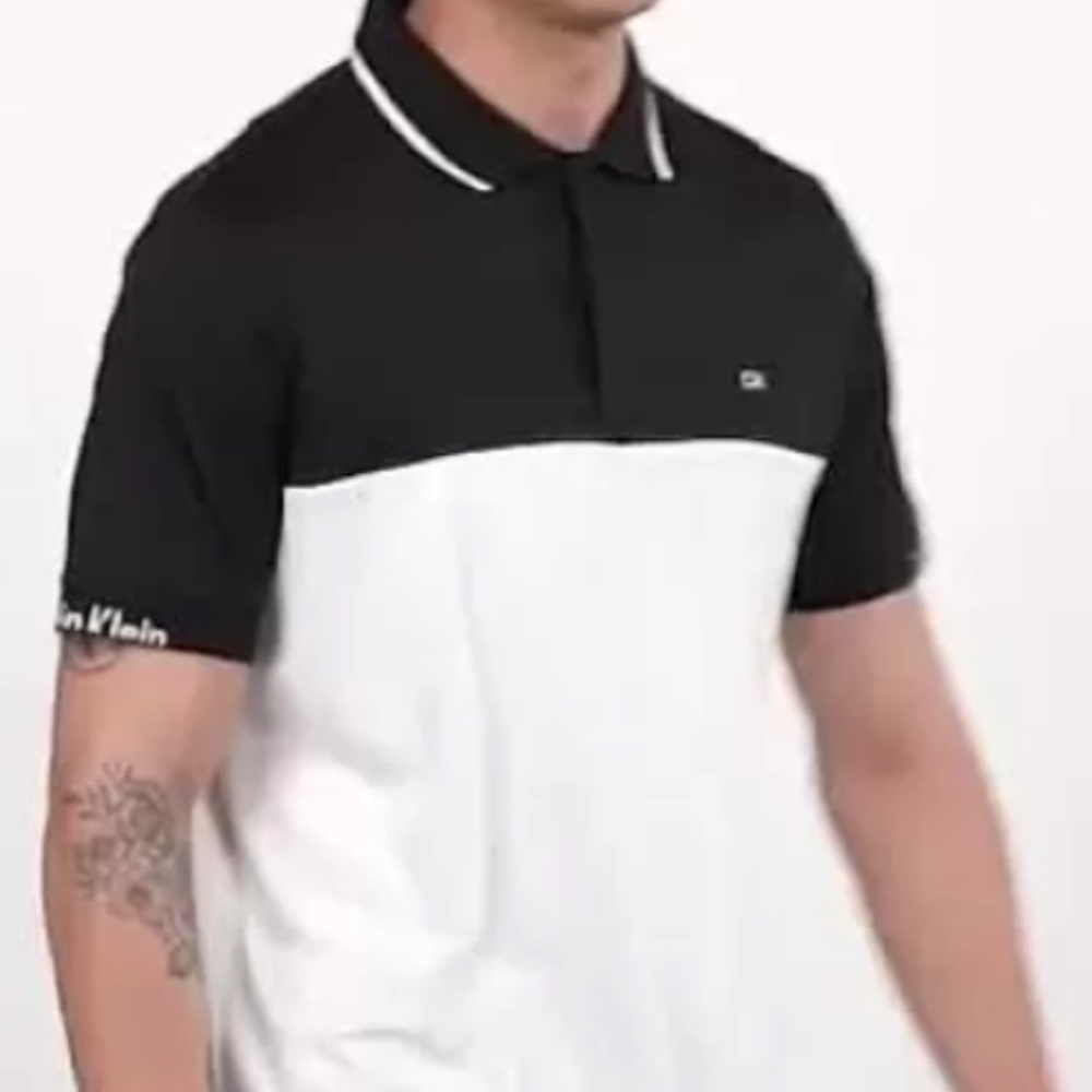 Calvin Klein color block golf polo shirt L